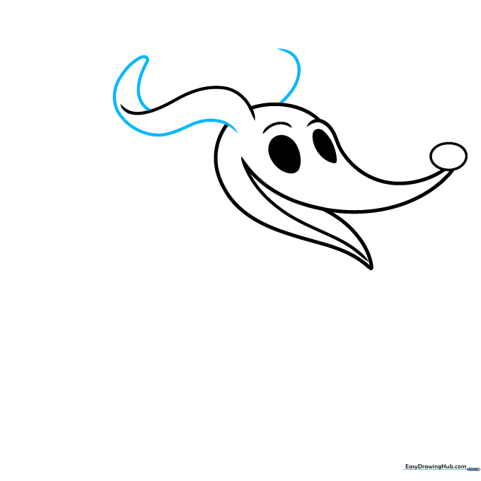 Adding the floppy ears to Zero's head using wavy lines and rounded triangles.