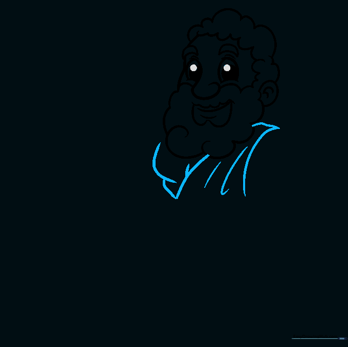 Outlining the chest muscles and the draped fabric of Zeus's toga.