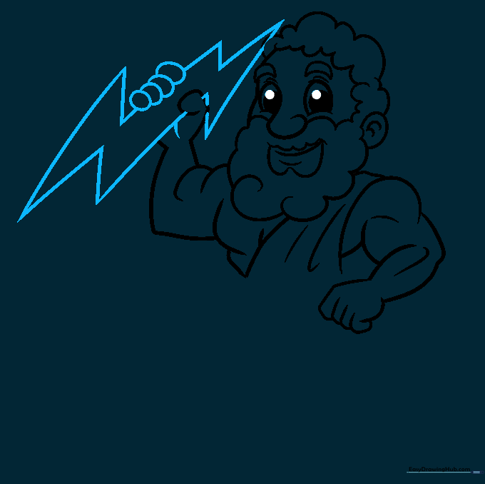 Adding a jagged lightning bolt held in Zeus's hand.