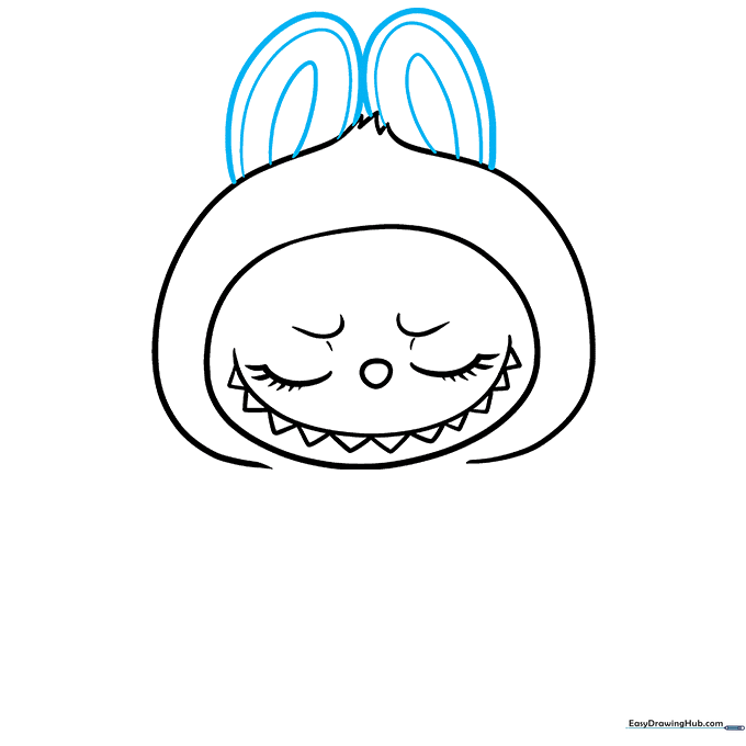 Adding long, rabbit-like ears to the top of the head