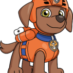 A colorful, finished drawing of Zuma from PAW Patrol ready for a rescue mission.