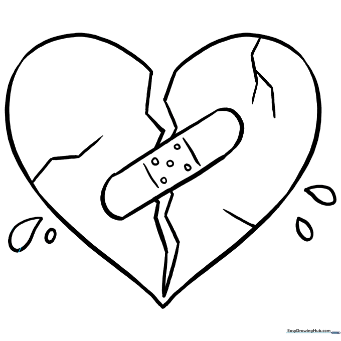 Broken Heart Coloring Page