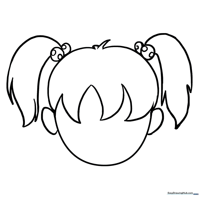 Pigtails Hairstyle Coloring Page