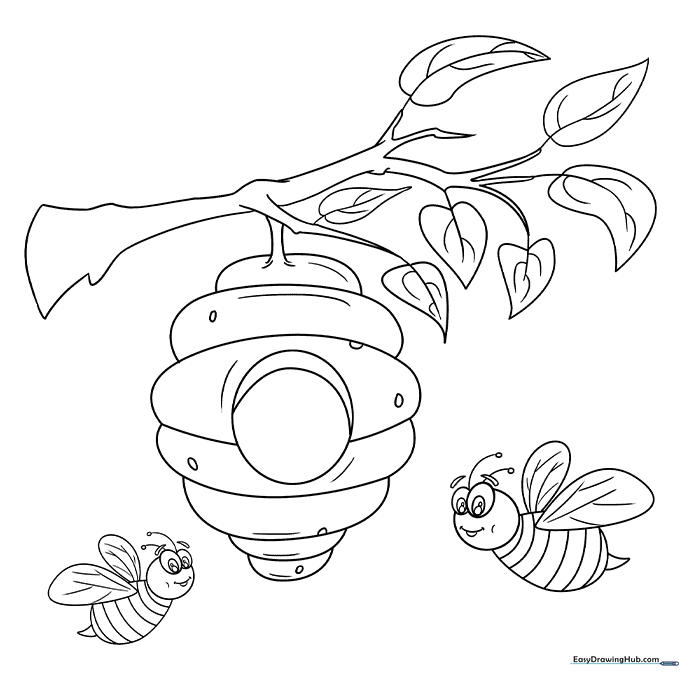 Bee Hive Coloring Sheet