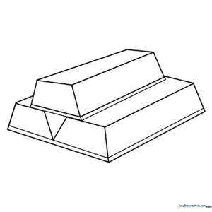 Printable gold bar coloring sheet with clean outlines for easy coloring