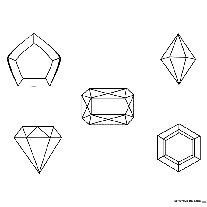 Assorted Gems Coloring Page