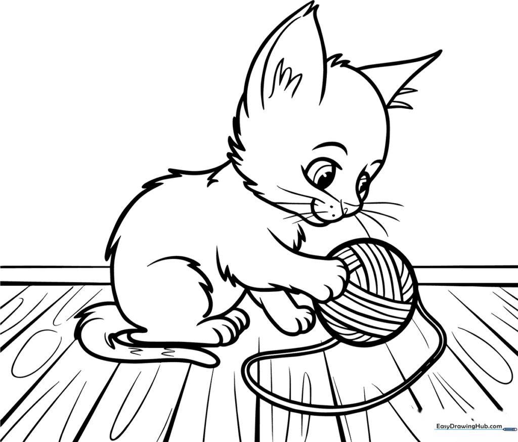 Kitten with Yarn Ball
