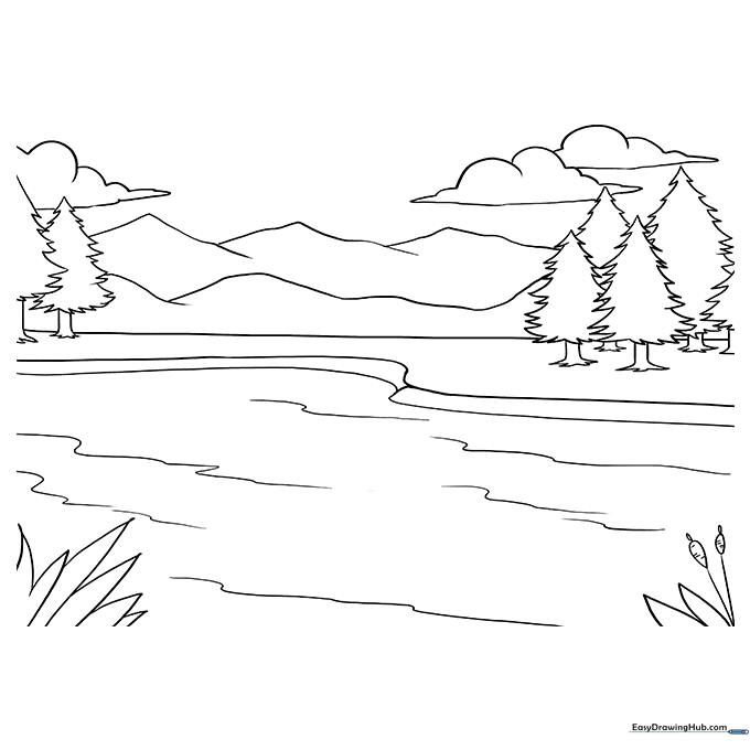 Mountain Lake Coloring Sheet