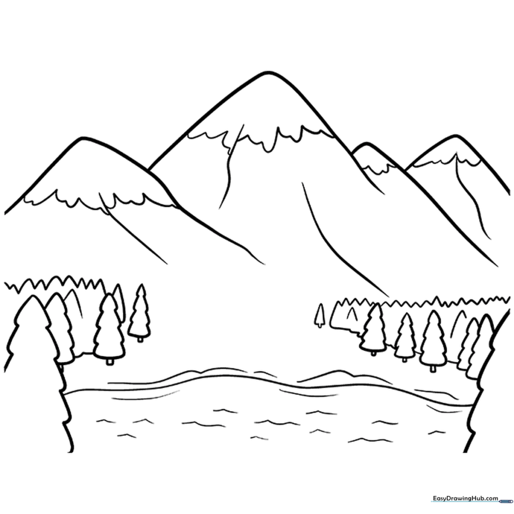 Snow-Capped Mountains Coloring Sheet