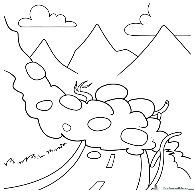 Landslide Landscape Coloring Sheet