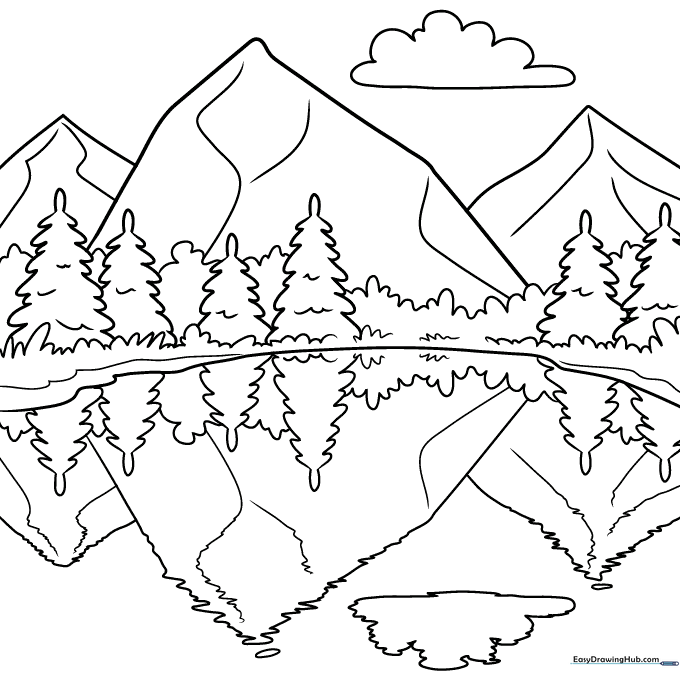 Mountain Reflection Coloring Sheet