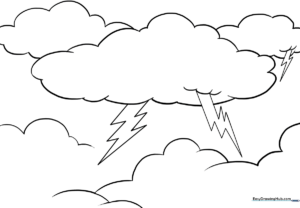Bold, simple lightning bolt outline on a white background, designed for children to practice coloring within the lines.