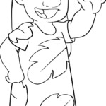 Black and white line art of Lilo Pelekai from Lilo & Stitch, featuring clear outlines for easy coloring by children.