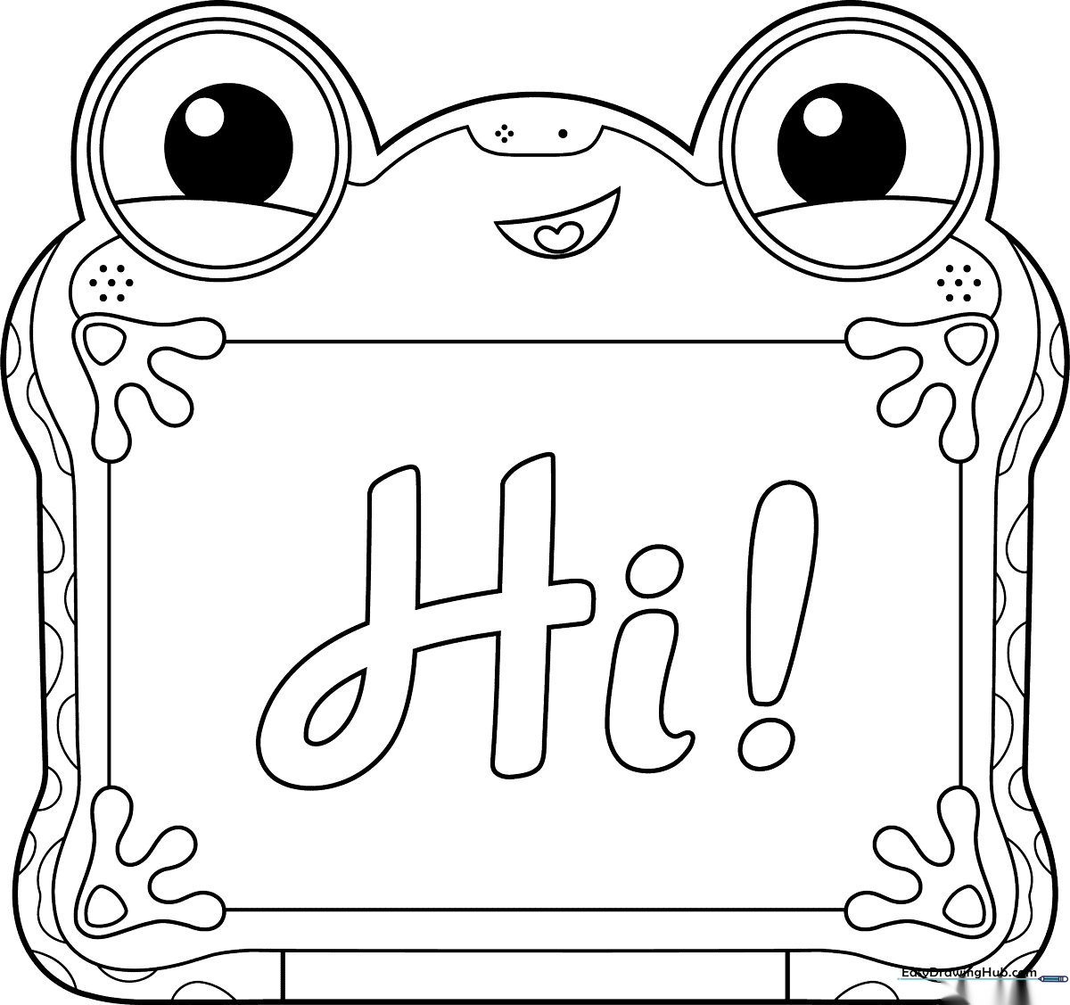 Black and white line art of Lilypad from Toy Story with clean, thick outlines suitable for young children to color.