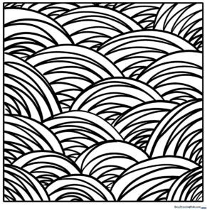 Black and white line art of a lollipop with intricate zentangle patterns inside, featuring swirls and geometric shapes for mindful coloring.