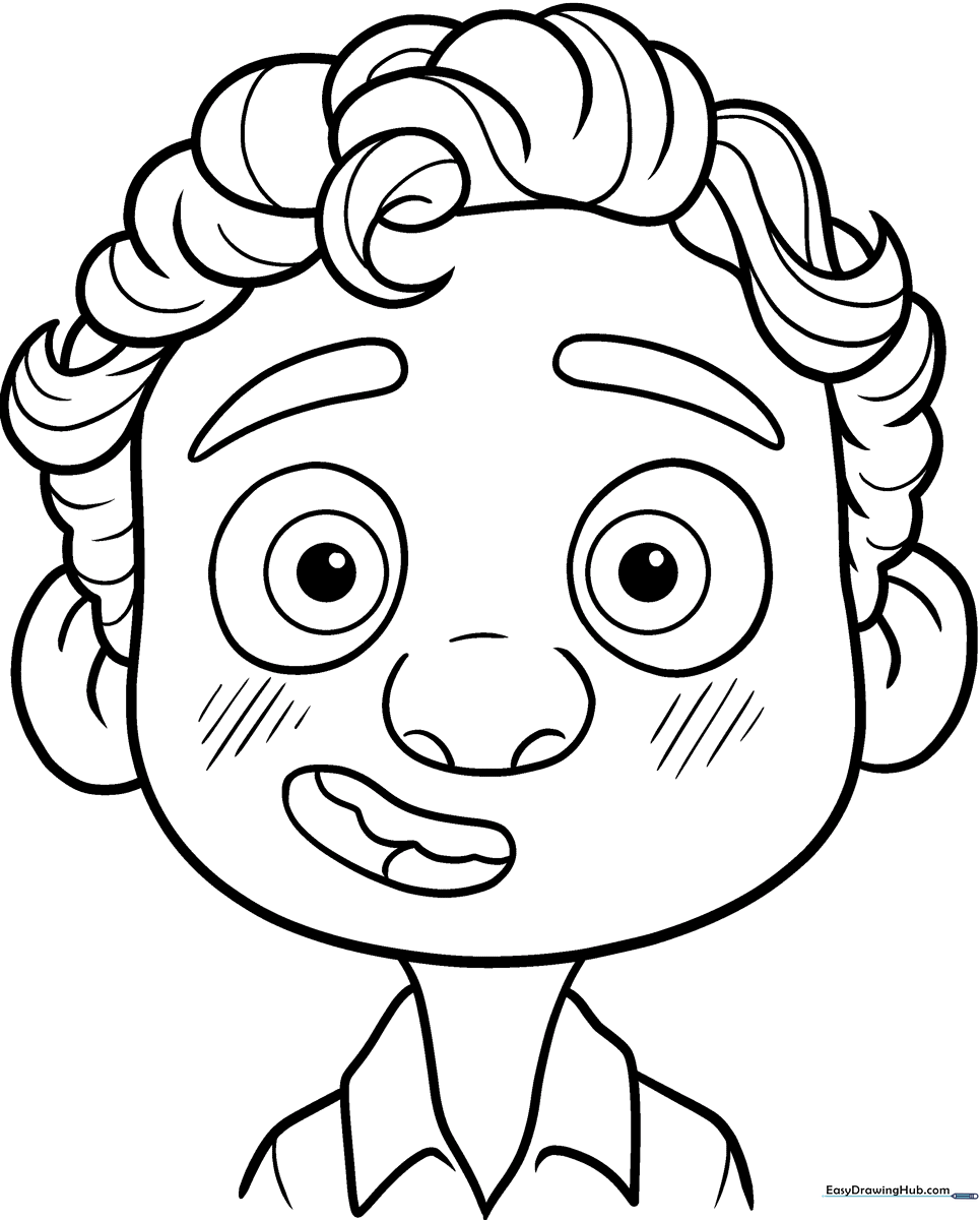 Black and white line art of Luca Paguro from Disney's Luca, featuring clear outlines for easy coloring by children.