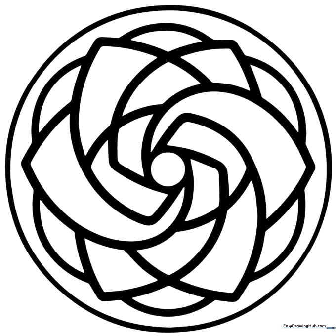 Abstract Rose Mandala Coloring Sheet