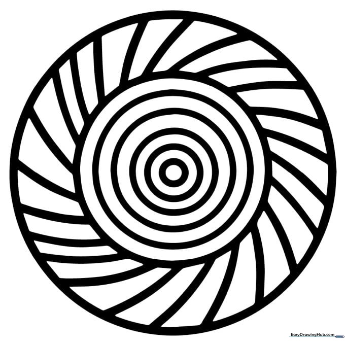 Simple Spiraling Mandala Coloring Sheet