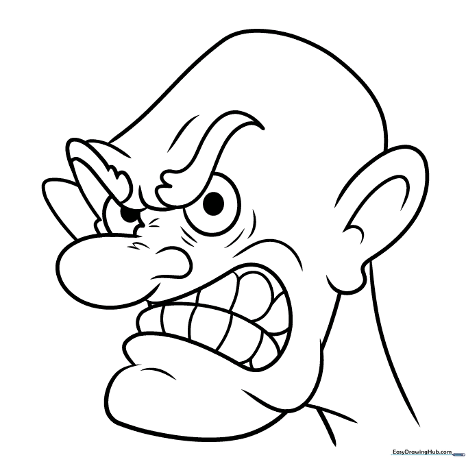 Cartoon Angry Face Coloring Sheet
