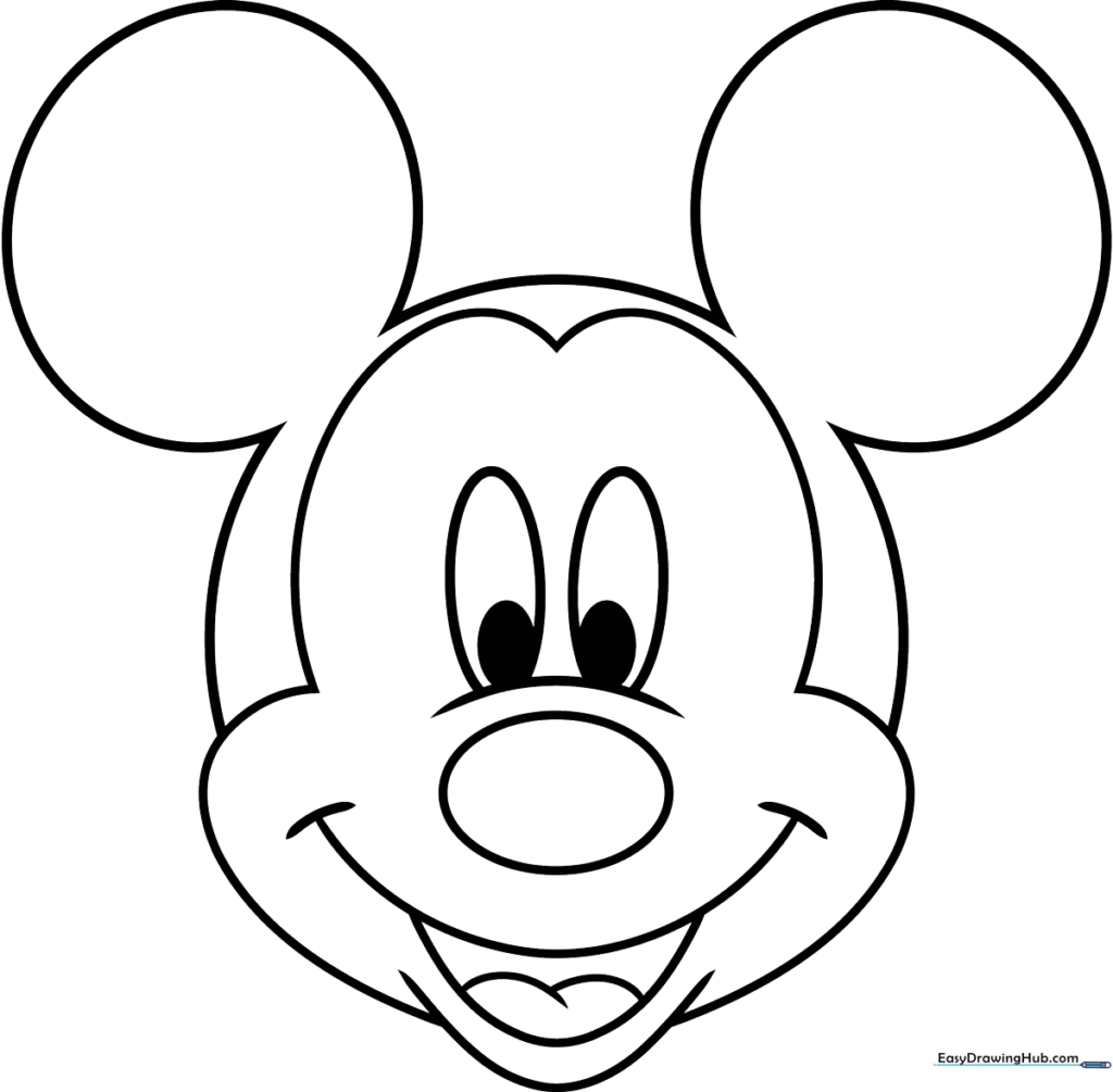 Easy Mickey Mouse Face Coloring Sheet