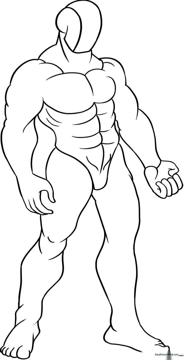 Cartoon illustration of human arm muscles with clear outlines, designed for children to color and learn about anatomy.