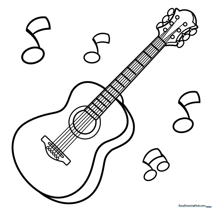 Acoustic Guitar Coloring Page