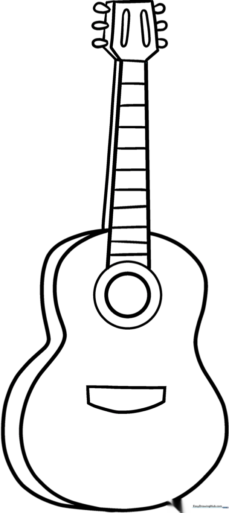 Cartoon Guitar Coloring Page