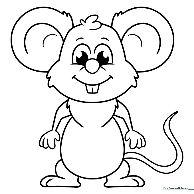 Cute Cartoon Mouse Coloring Sheet