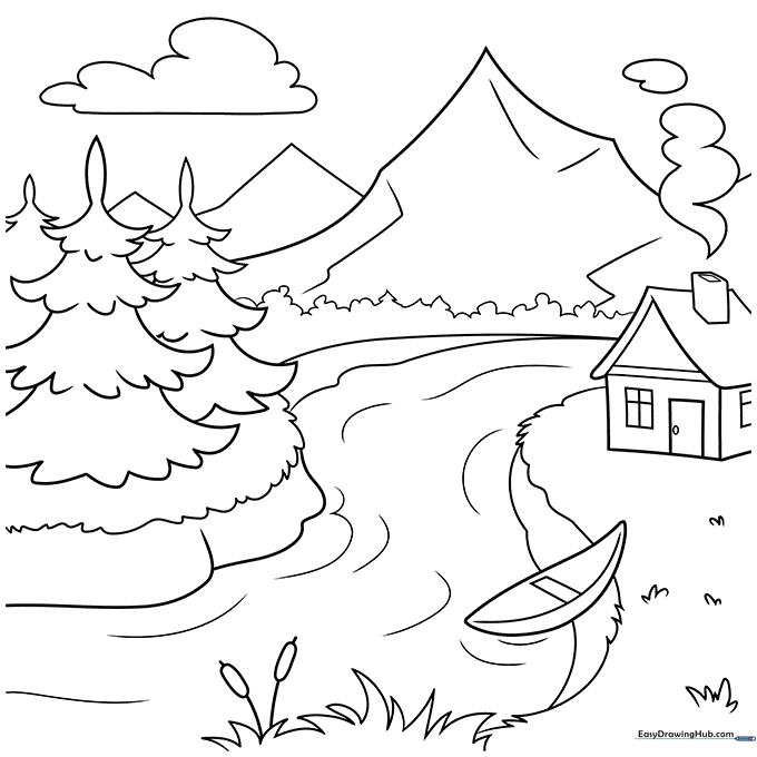 Nature Scenery Coloring Page