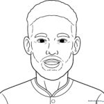 Black and white line art illustration of Neymar Jr, featuring clear outlines for easy coloring by children.