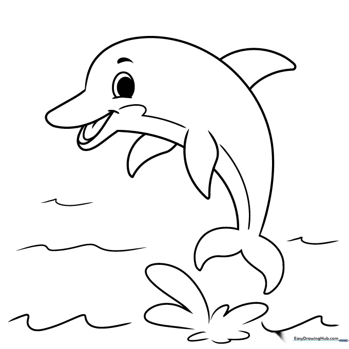 Cartoon Dolphin Coloring Sheet