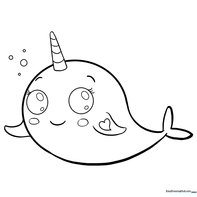 Cute Narwhal Coloring Sheet