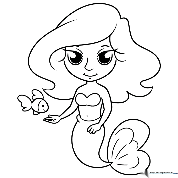 Simple Mermaid Coloring Sheet