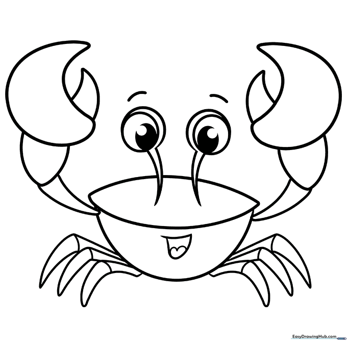 Easy Cartoon Crab Coloring Sheet