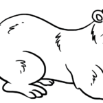 A clean, black-and-white line art illustration of a friendly otter, designed for children to color with markers or crayons.
