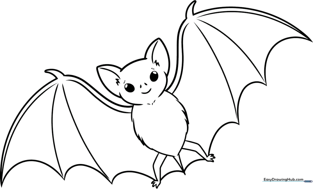 Bat Outline Coloring Sheet
