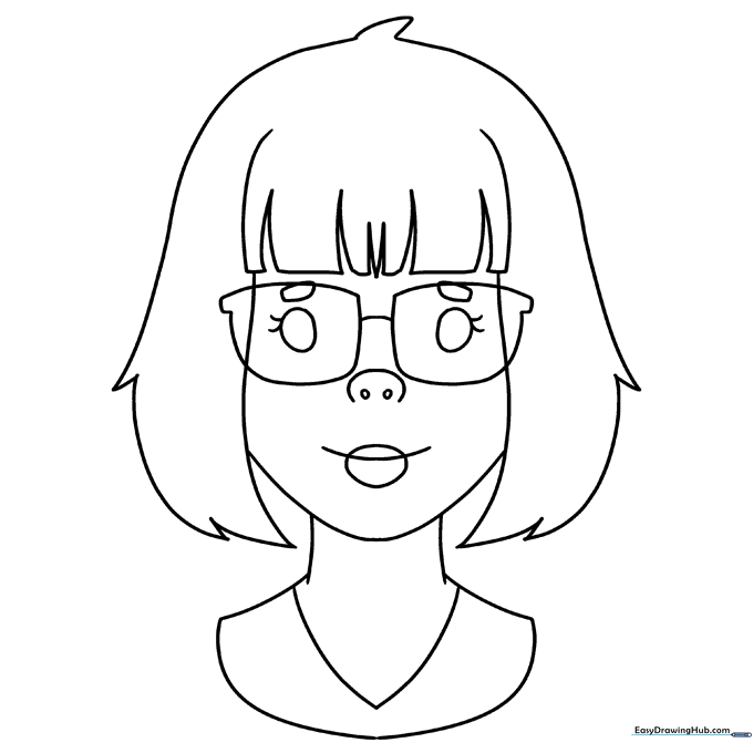 Girl with Glasses Coloring Sheet