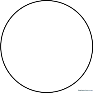 A clean, black-and-white line drawing of a perfect circle on a white background, designed as a foundational exercise for children learning geometric shapes.