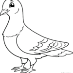 A friendly cartoon pigeon with clear outlines, perfect for children to practice coloring within the lines and experimenting with shading.