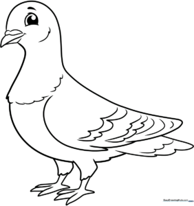 A friendly cartoon pigeon with clear outlines, perfect for children to practice coloring within the lines and experimenting with shading.