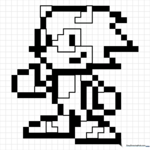 Sonic the Hedgehog pixel art coloring page with classic blue fur and red shoes