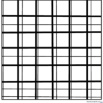 A printable geometric plaid pattern featuring intersecting horizontal and vertical lines, designed for children to practice coloring within defined shapes.
