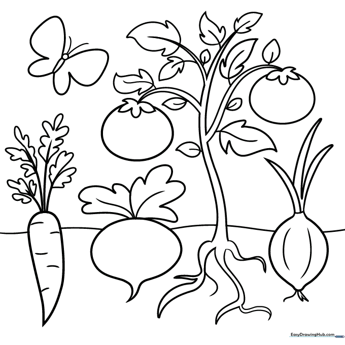 Vegetables Coloring Sheet