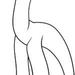 Black and white line art of the Rainbow Friends character Cyan, featuring distinct rounded limbs and a wide, friendly expression, ready for coloring.