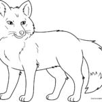 A friendly cartoon red fox with large ears and a bushy tail, featuring thick, clean outlines perfect for children to color.