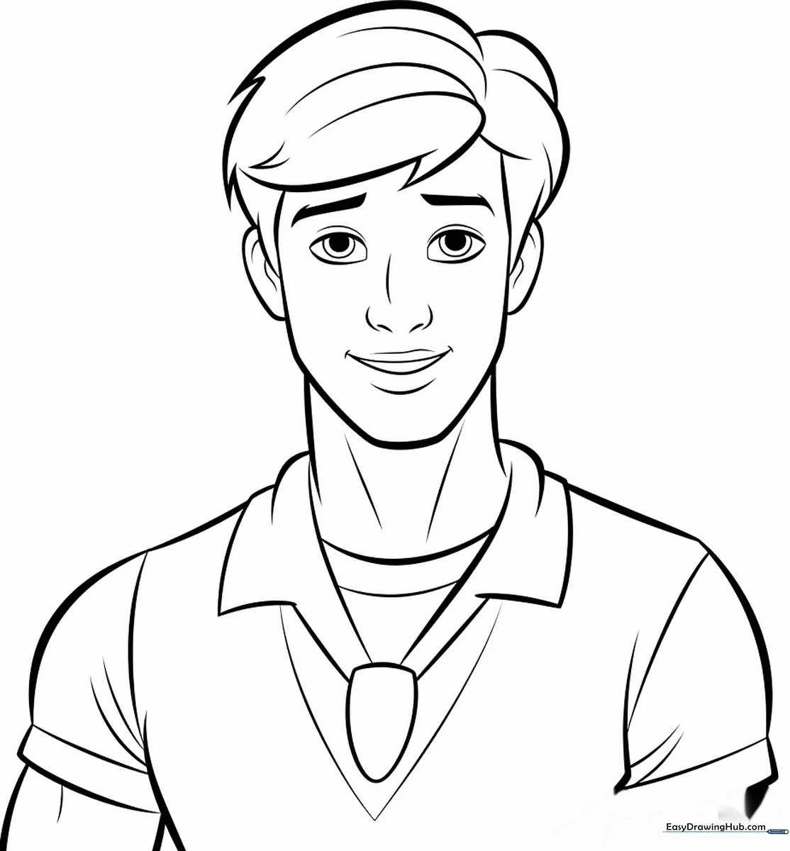 Black and white line art of Regular Ken featuring clean outlines for easy coloring by children.