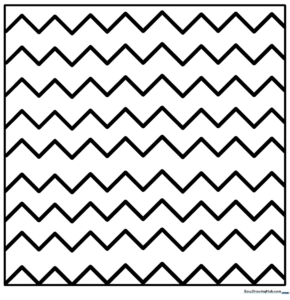 Black and white geometric line art featuring rhythmic, flowing patterns designed for children to practice coloring and pattern recognition.