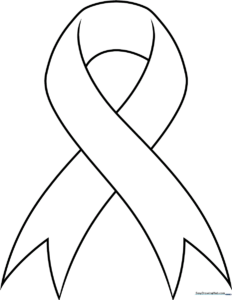 A clean, black-and-white line art illustration of a decorative ribbon with flowing loops, designed for children to color and practice shading techniques.