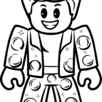 Roblox Disco Boy character standing in a dance pose with bold outlines for easy coloring by children.