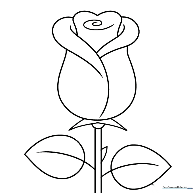 Simple Rosebud Coloring Page